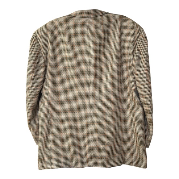 David G. Cotugno Mens 2 Button Silk Wool Blazer Jacket Beige Yellow Houndstooth - Picture 2 of 14